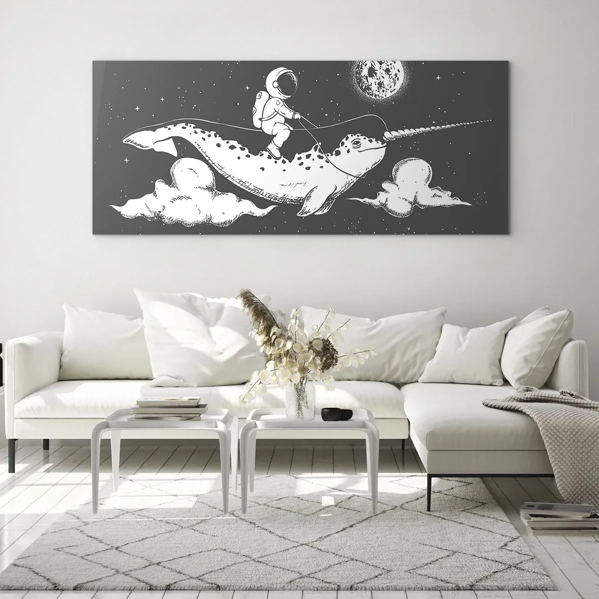 Billede på glas - Rumrytter - 140x50 cm