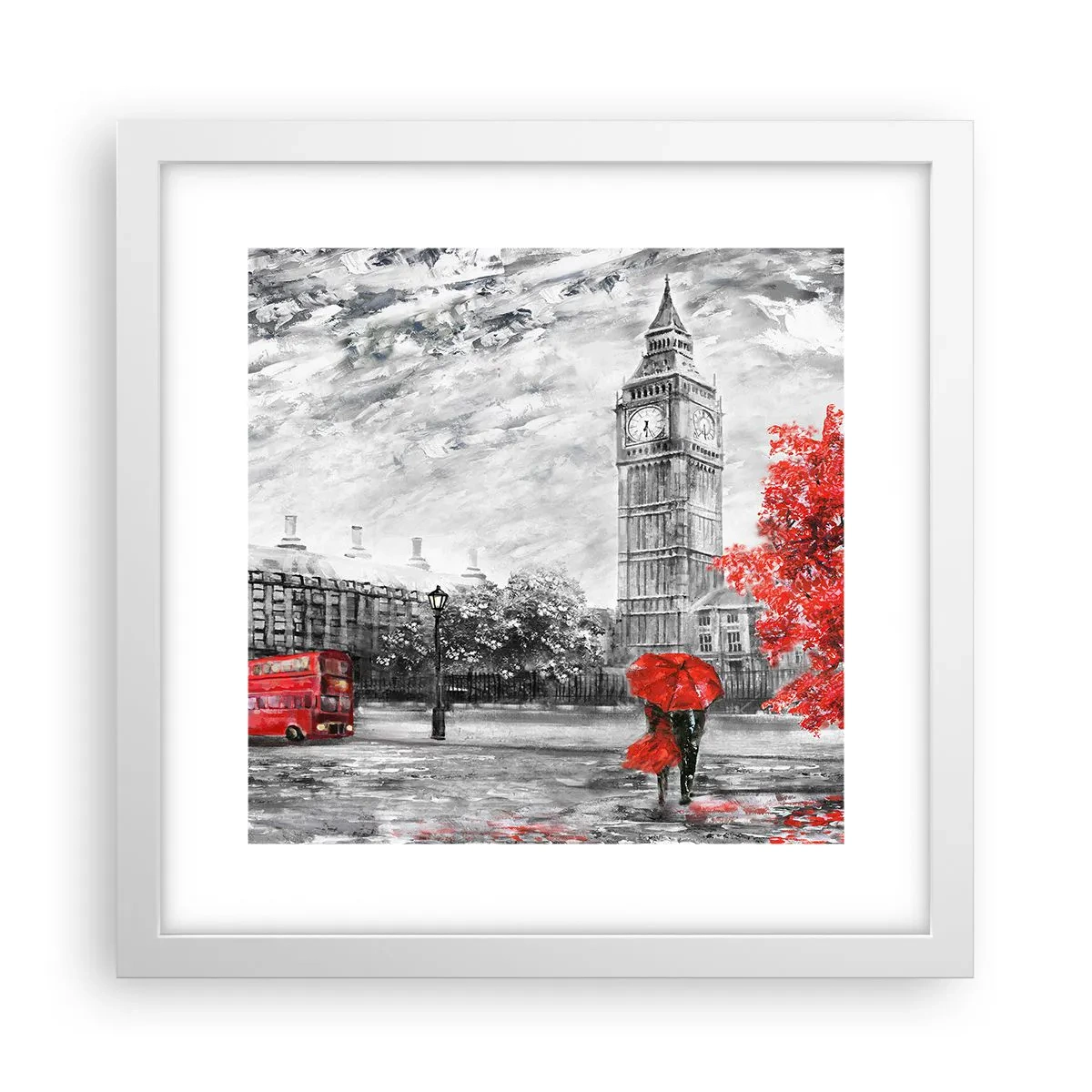 Plakat i hvid ramme - En spændende dag - 30x30 cm