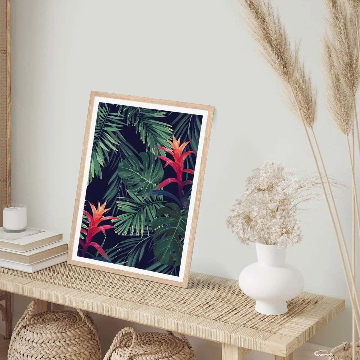 Plakat i ramme af lyst egetræ - Brænd i grønt - 40x50 cm