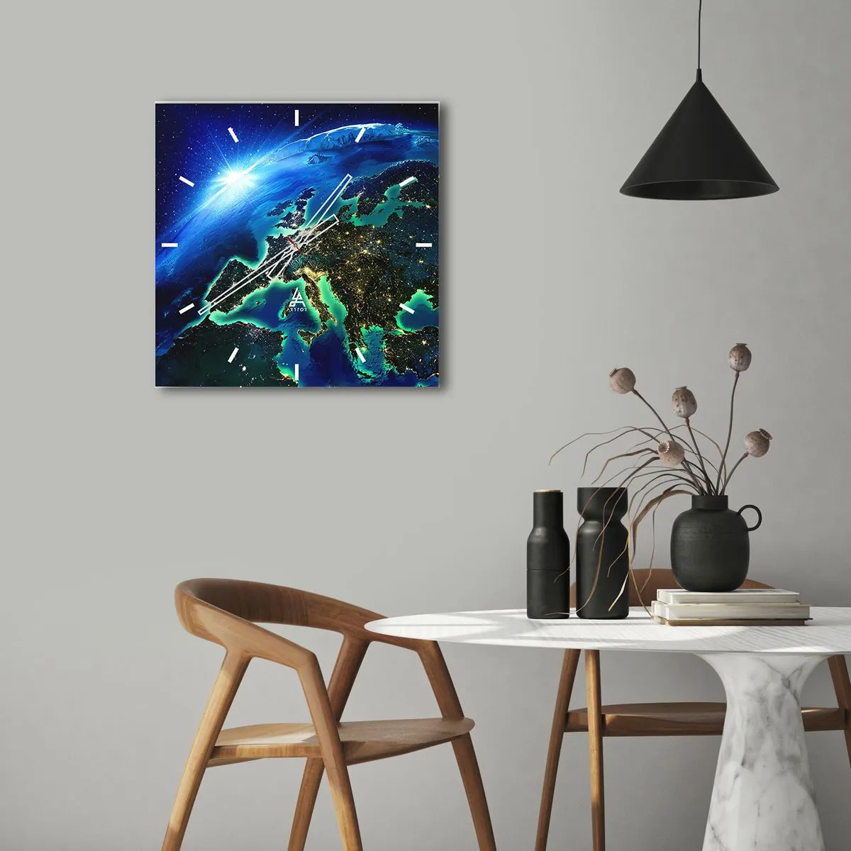 Vægur, Uret - Et funklende Europa - 40x40 cm