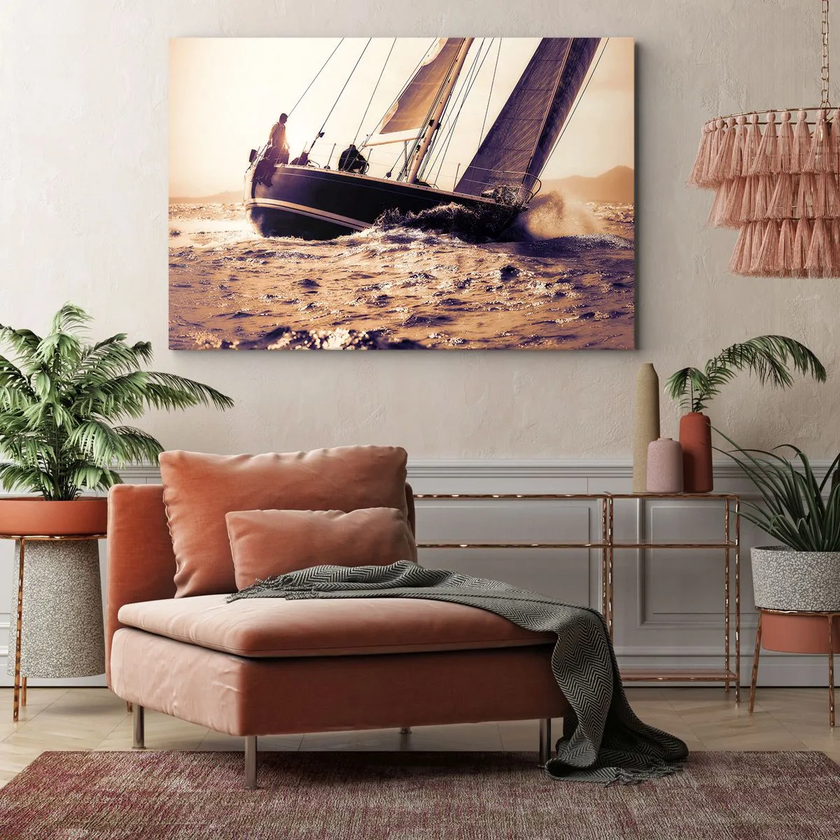 Lærredstryk - Billede på lærred - Sejl, sømand - 120x80 cm