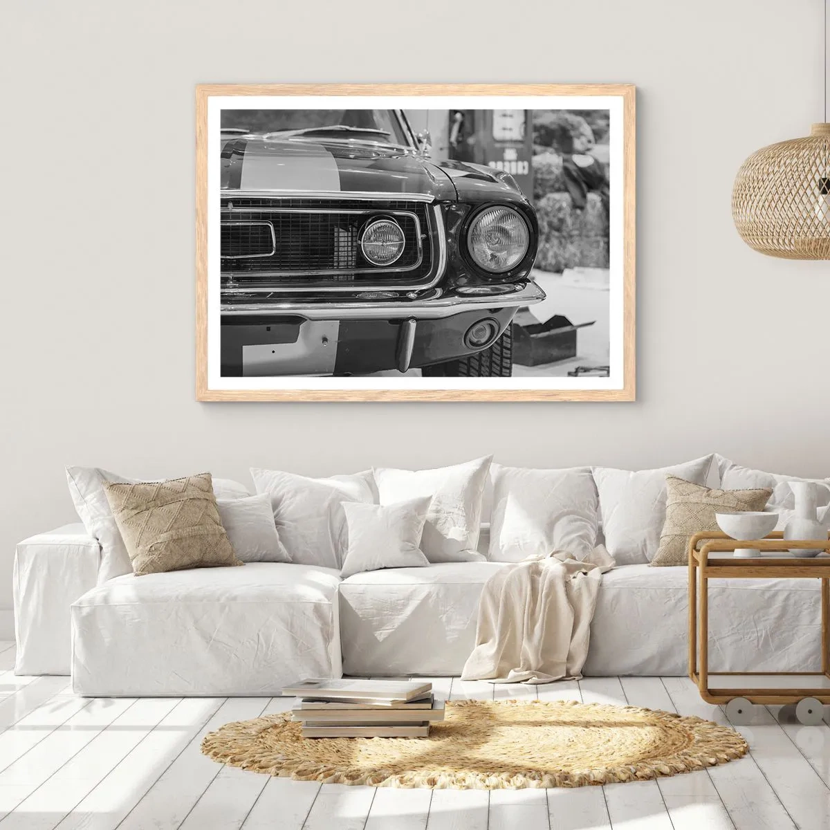 Plakat i ramme af lyst egetræ - Hård kørsel - 70x50 cm
