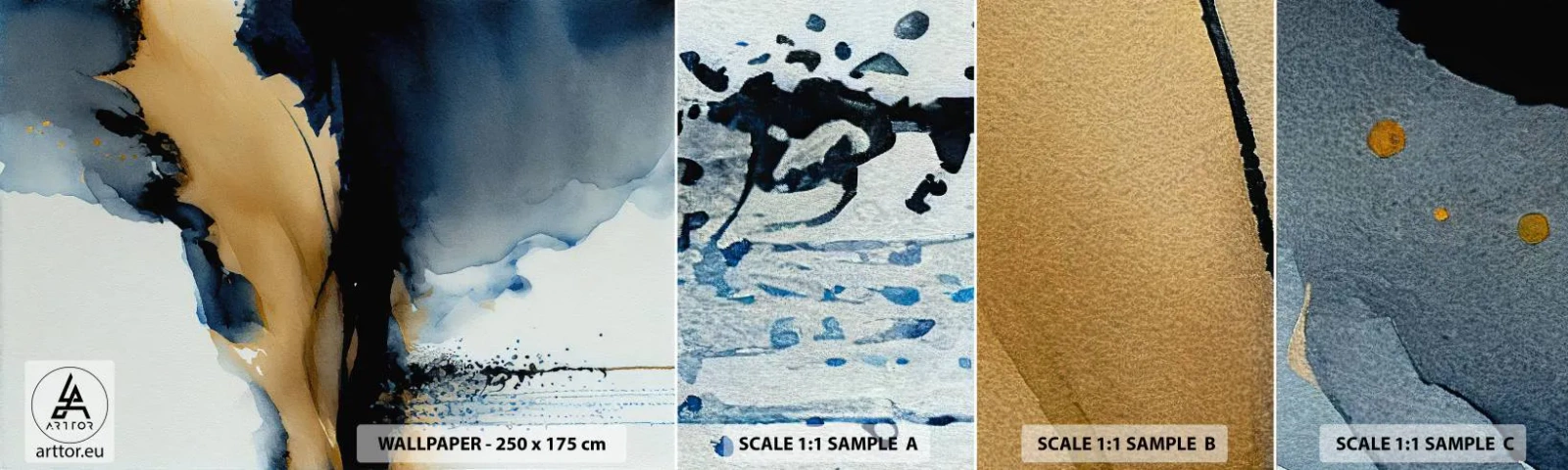 Fototapet Prøve Standard Eco - Bag sløret - Abstraktion, Blæk, Stykke - 100x30 cm