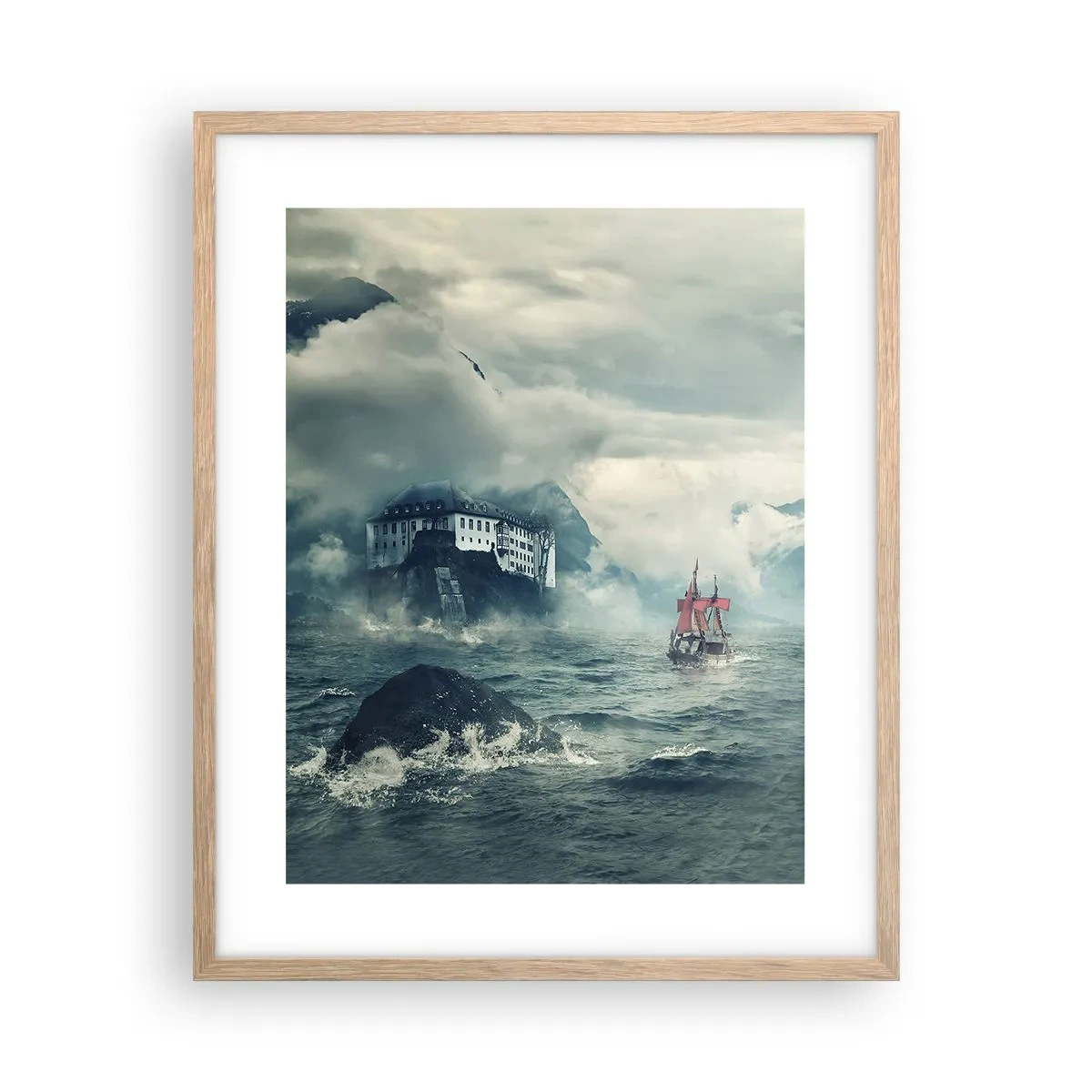 Plakat i ramme af lyst egetræ - På magiske vande - 40x50 cm