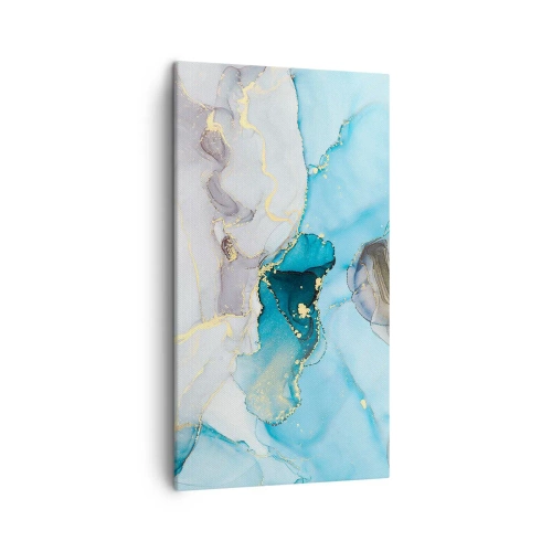 Lærredstryk - Billede på lærred - En undersøgelse af mødet mellem grå og turkis - 45x80 cm