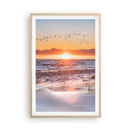 Plakat i ramme af lyst egetræ - Vandret landskab - 61x91 cm