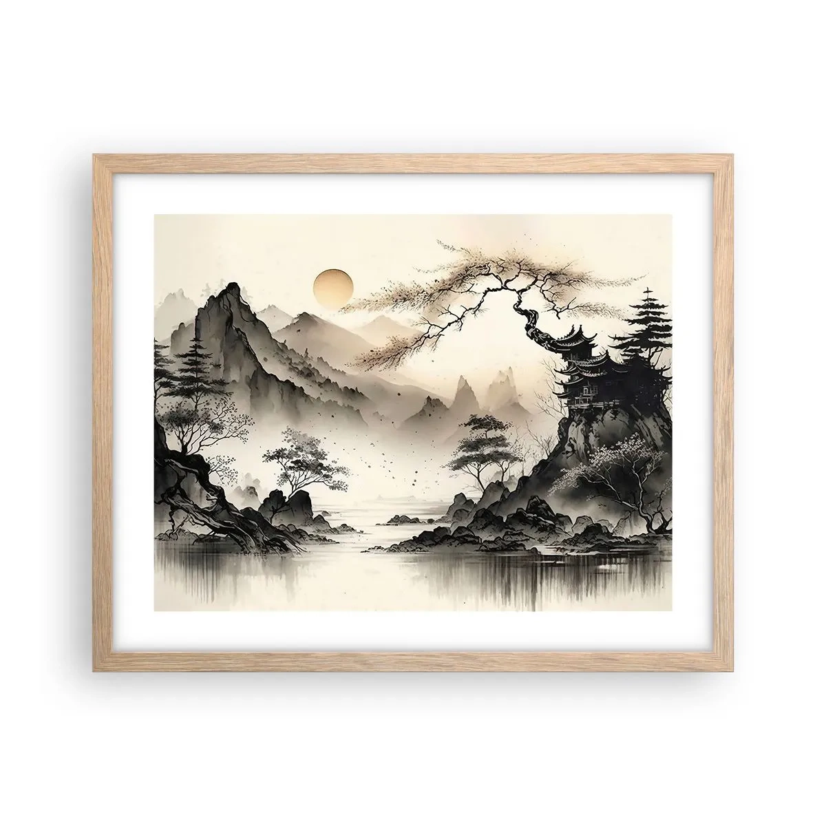 Plakat i ramme af lyst egetræ - Orientens unikke charme - 50x40 cm