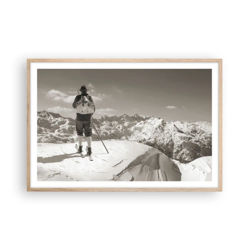 Plakat i ramme af lyst egetræ - Og bjergene er de samme - 91x61 cm