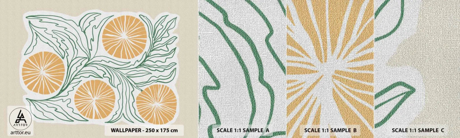 Prøve Fototapet Premium Canvas - Etnisk med et strejf af abstraktion - Boho, Citron, Minimalisme - 100x30 cm