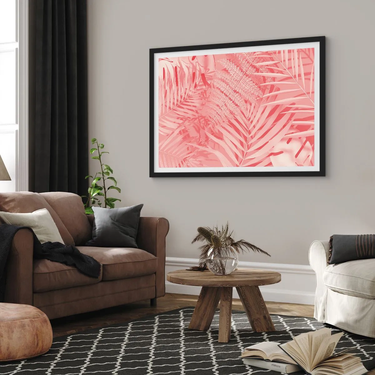 Plakat i sort ramme - Lyserødt koncept - 70x50 cm