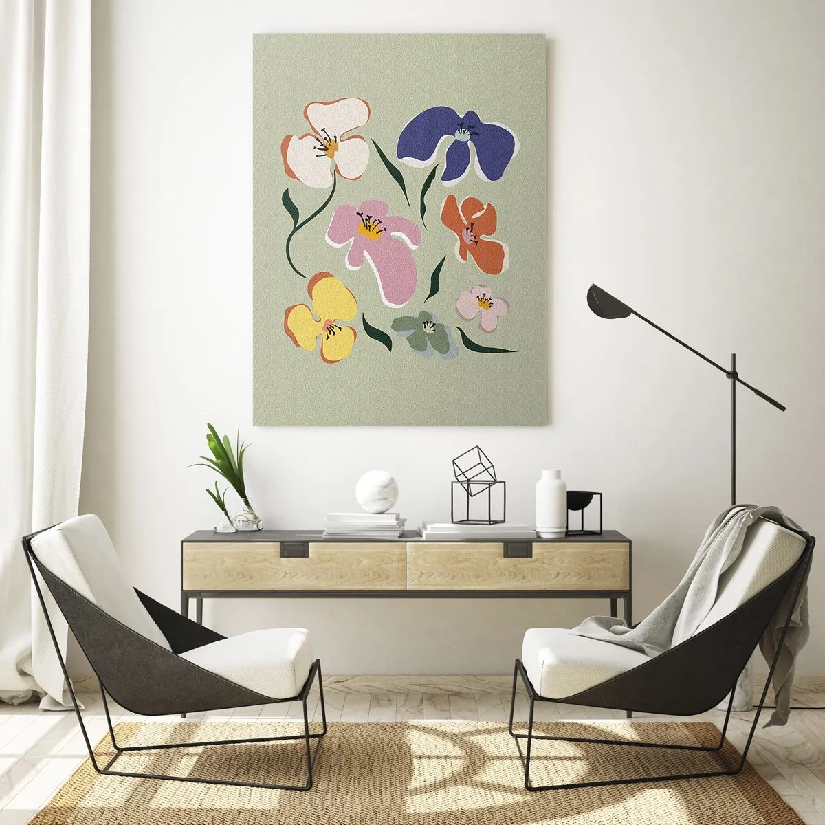 Billede på glas - Stedmoderblomster med et twist - 50x70 cm