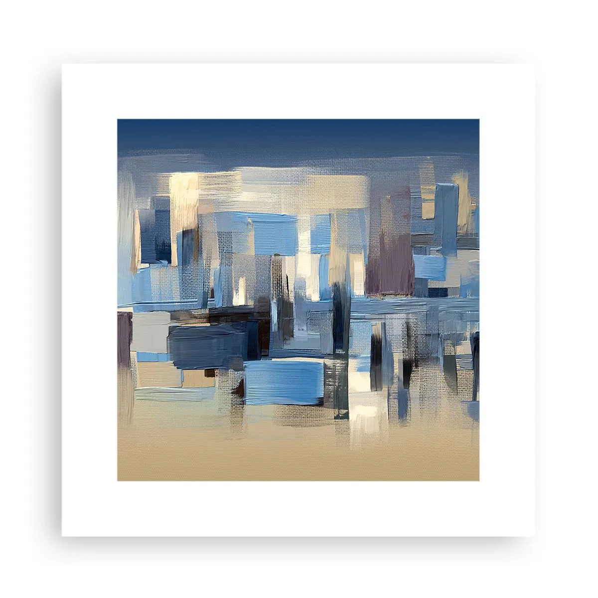 Plakat - Blå konstruktion - 30x30 cm