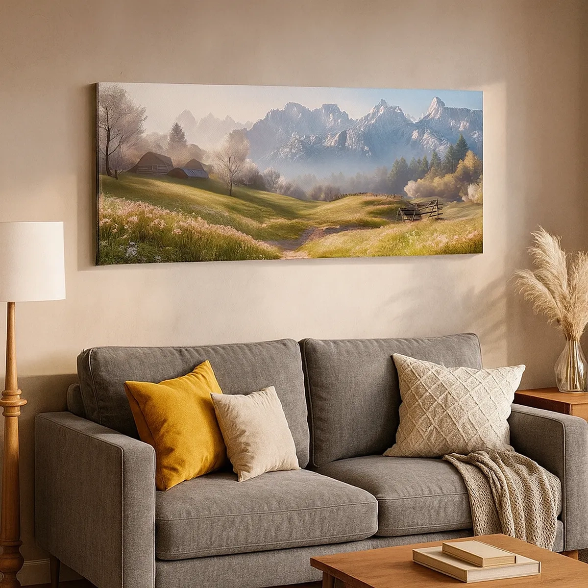 Lærredstryk - Billede på lærred - Idyllisk dal - 30x30 cm