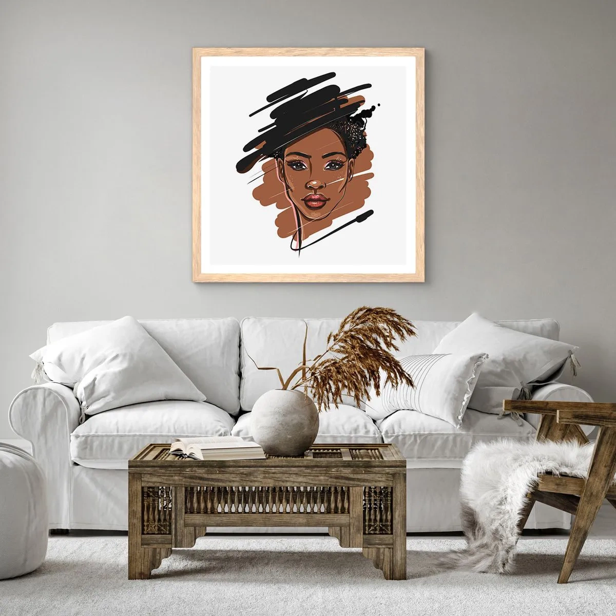 Plakat i ramme af lyst egetræ - Sød som chokolade - 60x60 cm