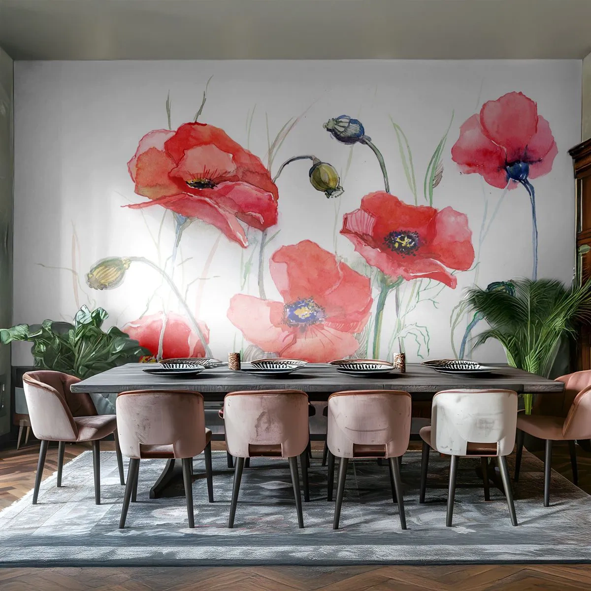 Fototapet Selvklæbende Deluxe Sticker - Polske blomster - Blomster, Birkes, Natur - 150x105 cm