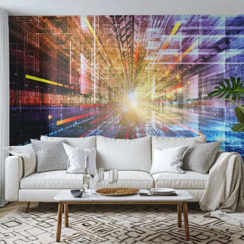 Fototapet Standard Eco - Lysende korridor - Abstraktion, Grafik, 3D - 200x140 cm