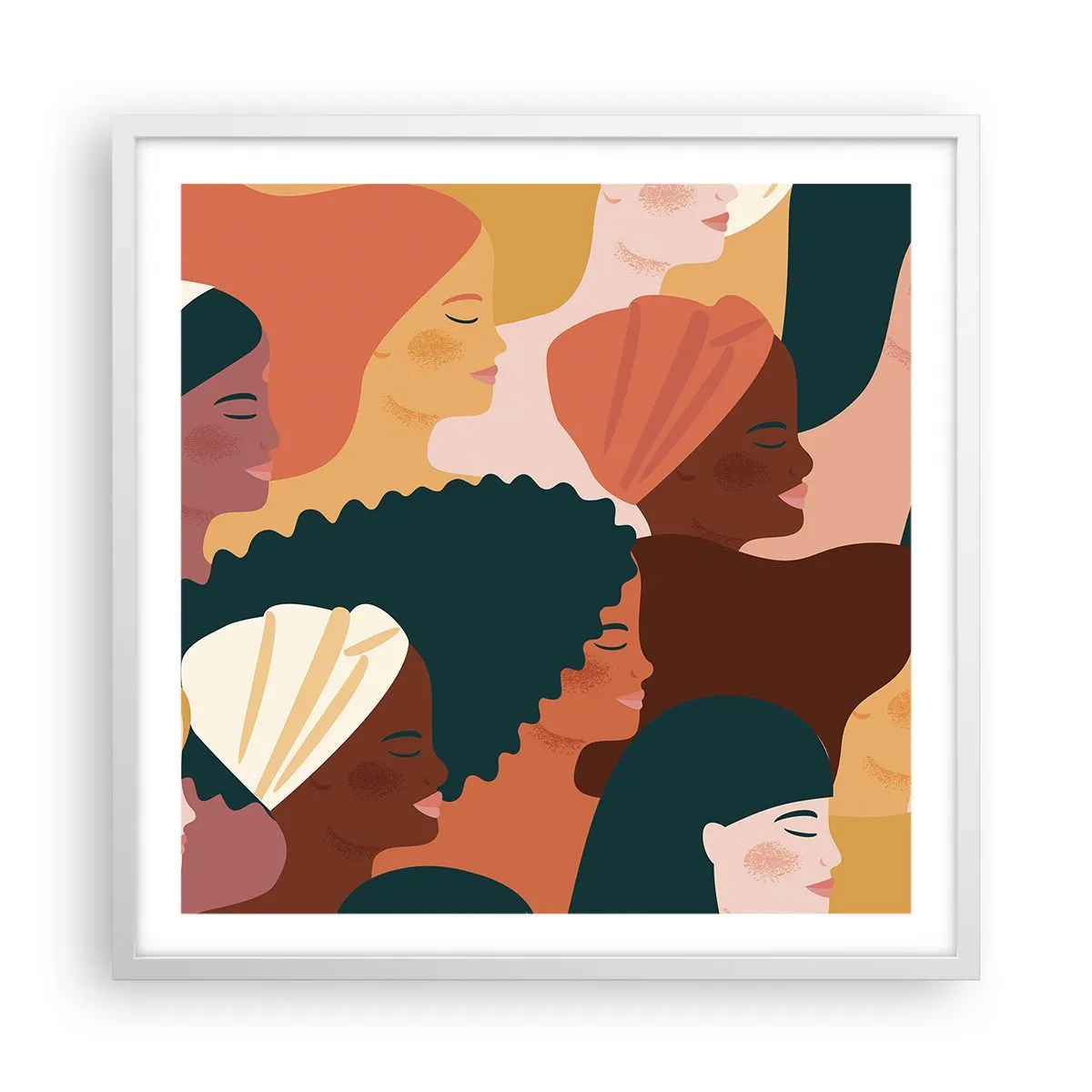 Plakat i hvid ramme - Kun kvindelighed - 60x60 cm