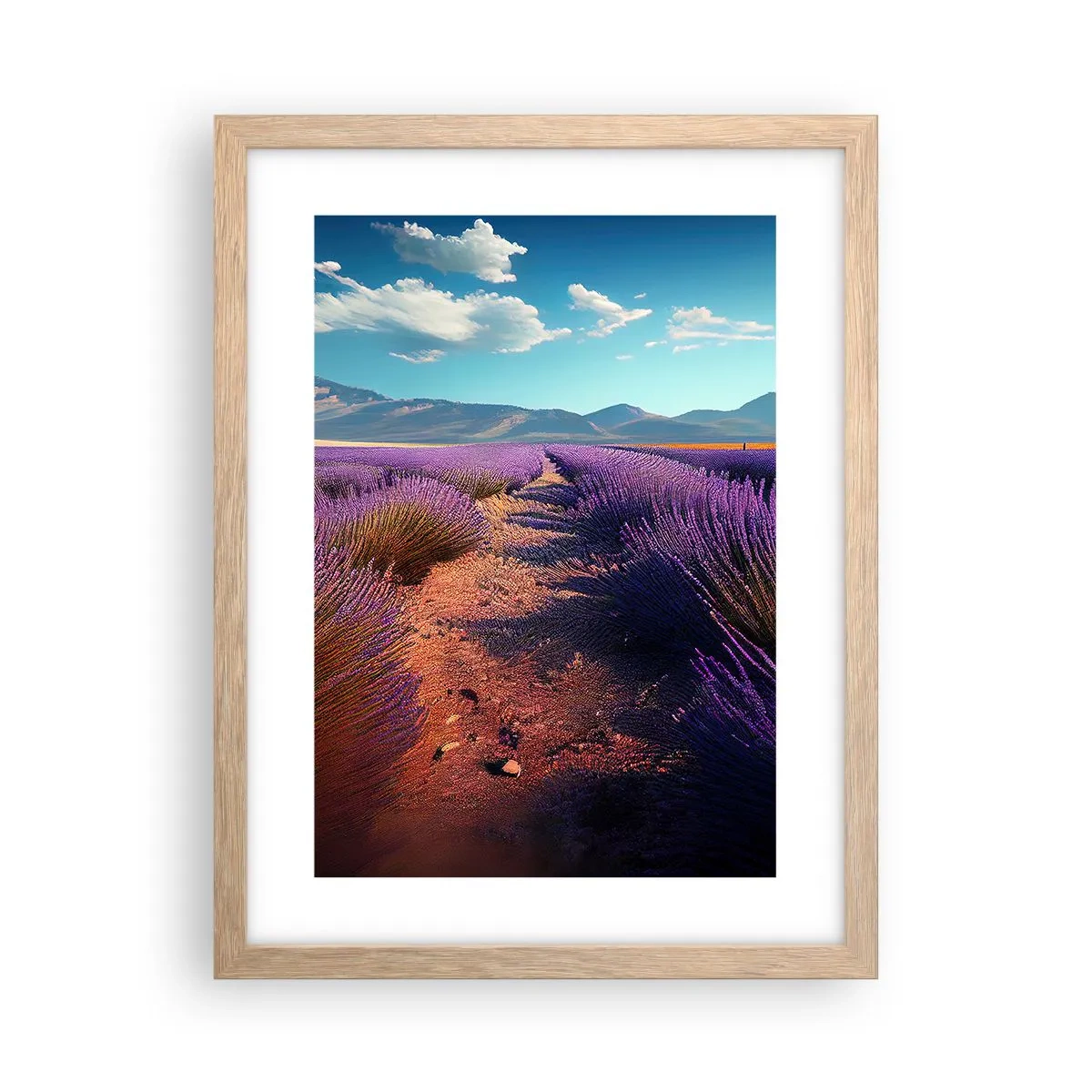 Plakat i ramme af lyst egetræ - Duftende marker - 30x40 cm