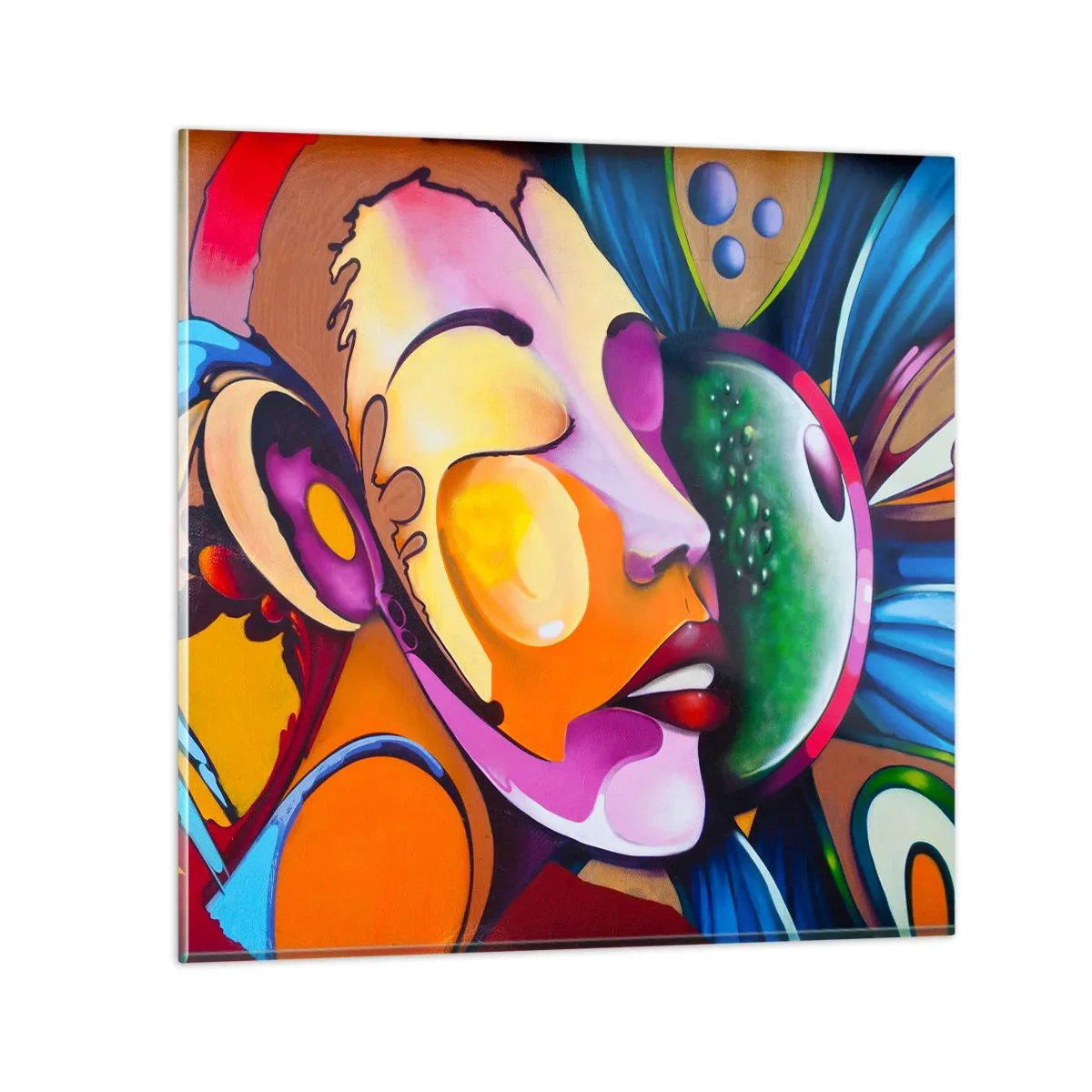 Billede på glas - Berør med farve - 50x50 cm
