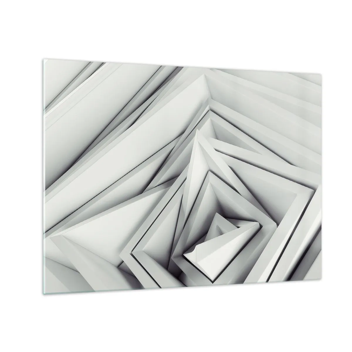 Billede på glas - Tredimensionelle geometriske former i grå nuancer - 70x50cm - Skarpe vinkler knopper - Moderne vægdekoration til stue og soveværelse ARTTOR