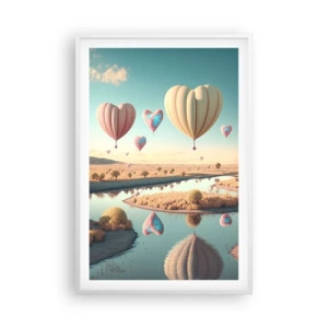 Plakat i hvid ramme - Kærlighed lader dig svæve - 61x91 cm