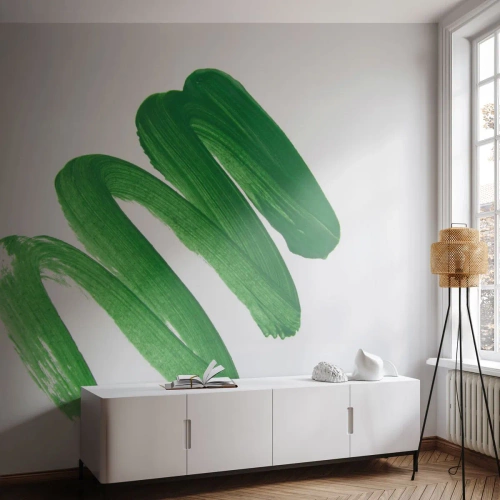 Fototapet Selvklæbende Deluxe Sticker - En grøn vittighed - Maling, Minimalisme, Abstraktion - 450x315 cm