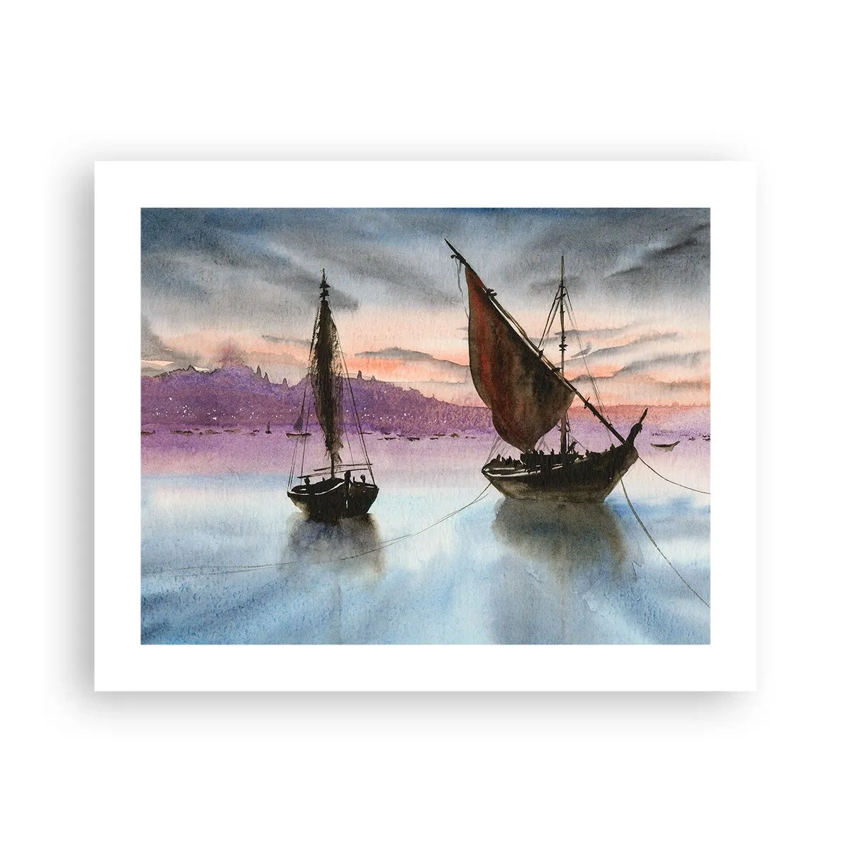 Plakat - Aften i havnen - 50x40 cm