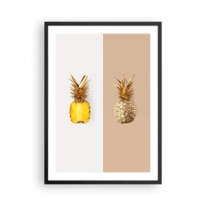 Plakat i sort ramme - En minimalistisk komposition af to ananaser - 50x70cm - Ananas til os - Moderne vægdekoration til stue og soveværelse ARTTOR