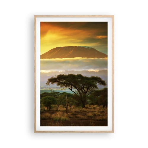 Plakat i ramme af lyst egetræ - En rejsendes drøm - 61x91 cm