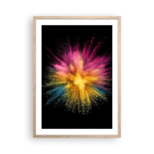 Plakat i ramme af lyst egetræ - Farvernes fødsel  - 50x70 cm