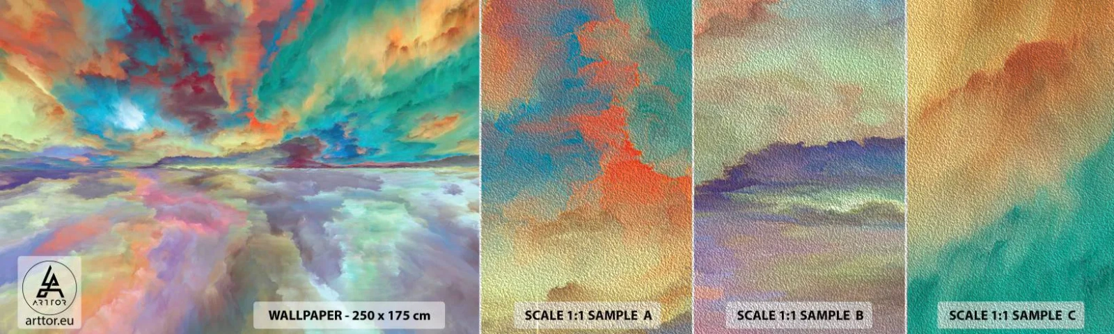 Prøve Fototapet Premium Sand - To himle - Abstraktion, Stykke, Surrealisme - 100x30 cm