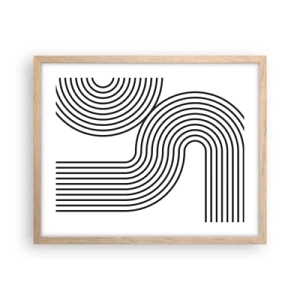 Plakat i ramme af lyst egetræ - På en kurve - 50x40 cm