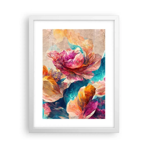 Plakat i hvid ramme - Den farverige pragt i en buket - 30x40 cm