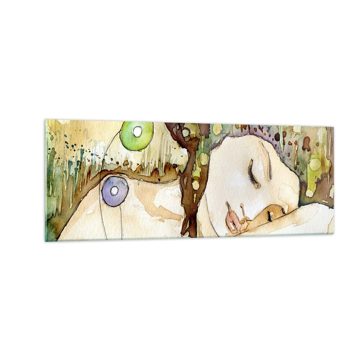 Billede på glas - Smaragd-violet drøm - 140x50 cm