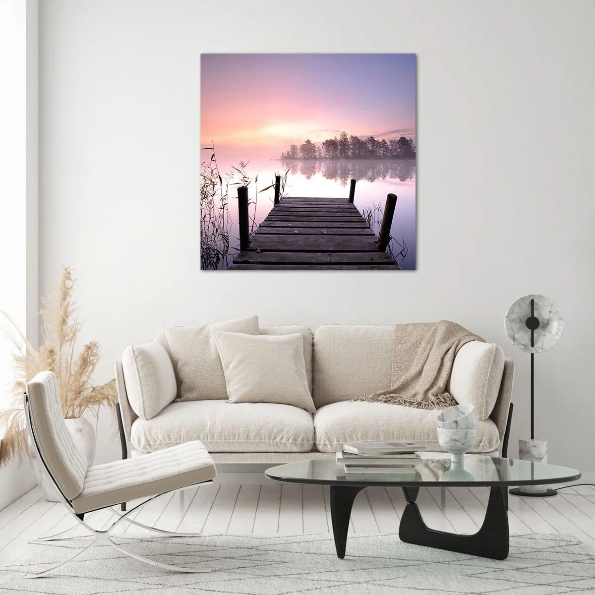 Billede på glas - Ud af den lilla tåge... - 70x70 cm