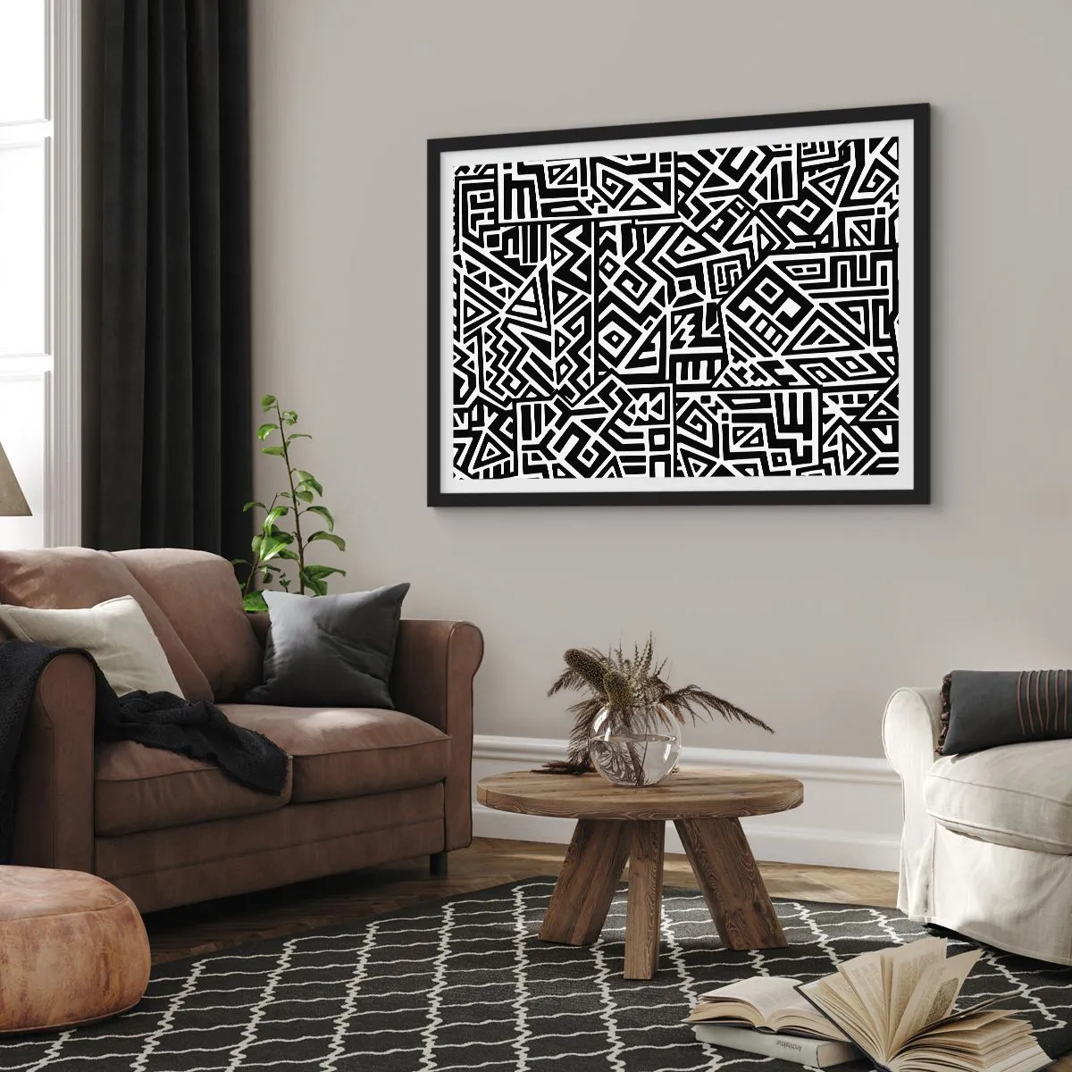 Plakat i sort ramme - Præcolumbiansk sammensætning - 40x30 cm
