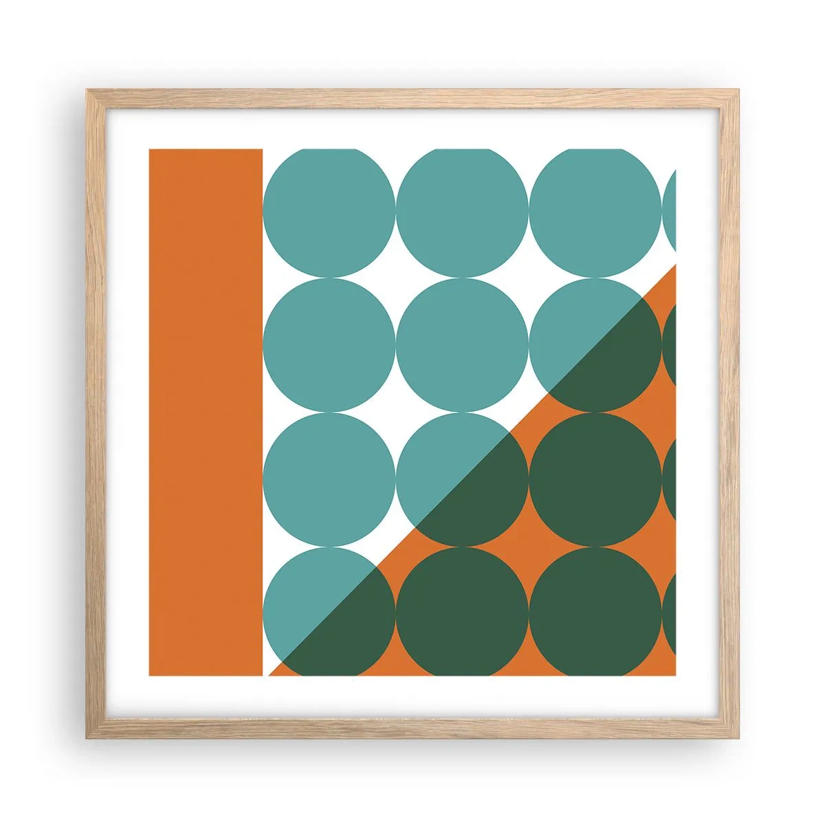 Plakat i ramme af lyst egetræ - Op og over - 50x50 cm