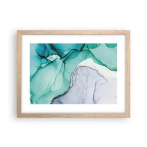 Plakat i ramme af lyst egetræ - Undersøgelse i turkis - 40x30 cm