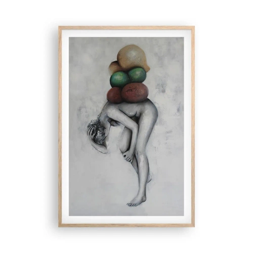 Plakat i ramme af lyst egetræ - Livets byrde - 61x91 cm