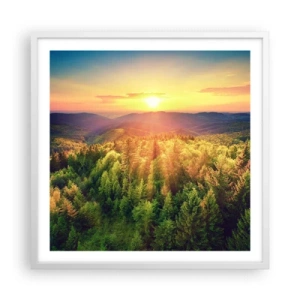 Plakat i hvid ramme - Toppe og bjergtoppe - 60x60 cm