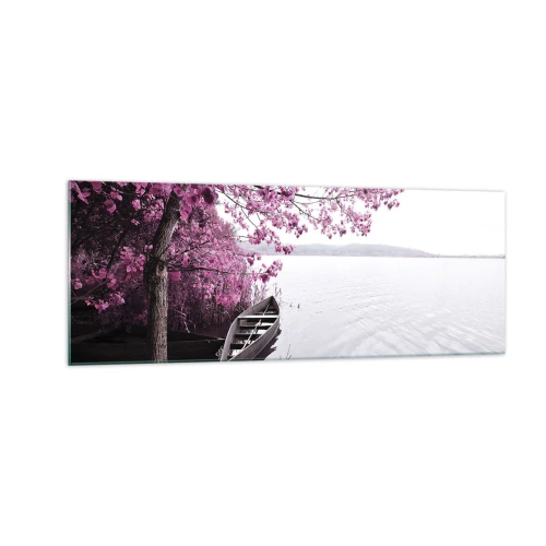 Billede på glas - I lyserød stilhed - 140x50 cm