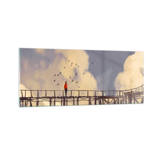 Billede på glas - Blå længsel - 100x40 cm