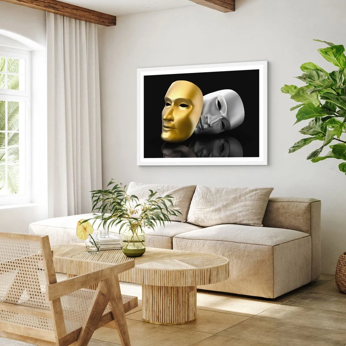 Plakat i hvid ramme - Livet er teater - 100x70 cm