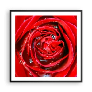 Plakat i sort ramme - I dråber af dug - 60x60 cm