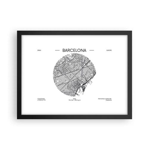 Plakat i sort ramme - Barcelonas anatomi - 40x30 cm