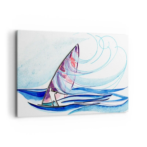 Lærredstryk - Billede på lærred - Med vinden i bølgernes rytme - 100x70 cm