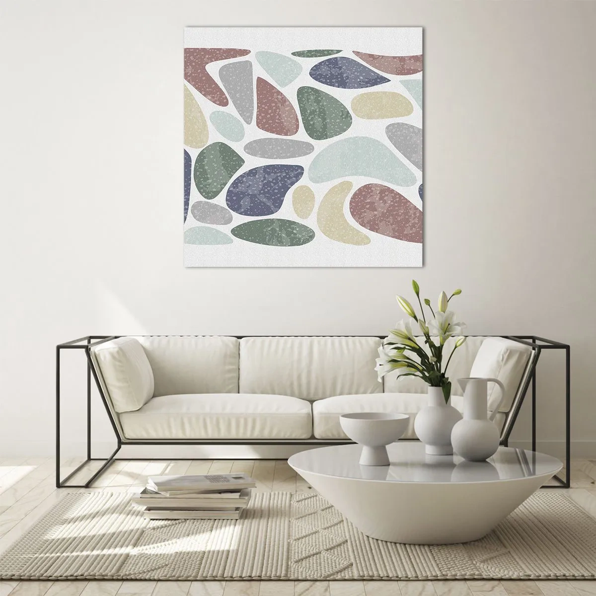 Billede på glas - Mosaik af pulveriserede farver - 40x40 cm