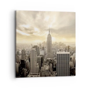 Lærredstryk - Billede på lærred - New York vævet af grå - 70x70 cm