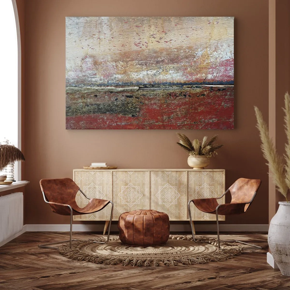 Lærredstryk - Billede på lærred - En abstrakt komposition inspireret af havet og naturen. - 70x50cm - Måske er det havet - Moderne vægdekoration til stue og soveværelse ARTTOR