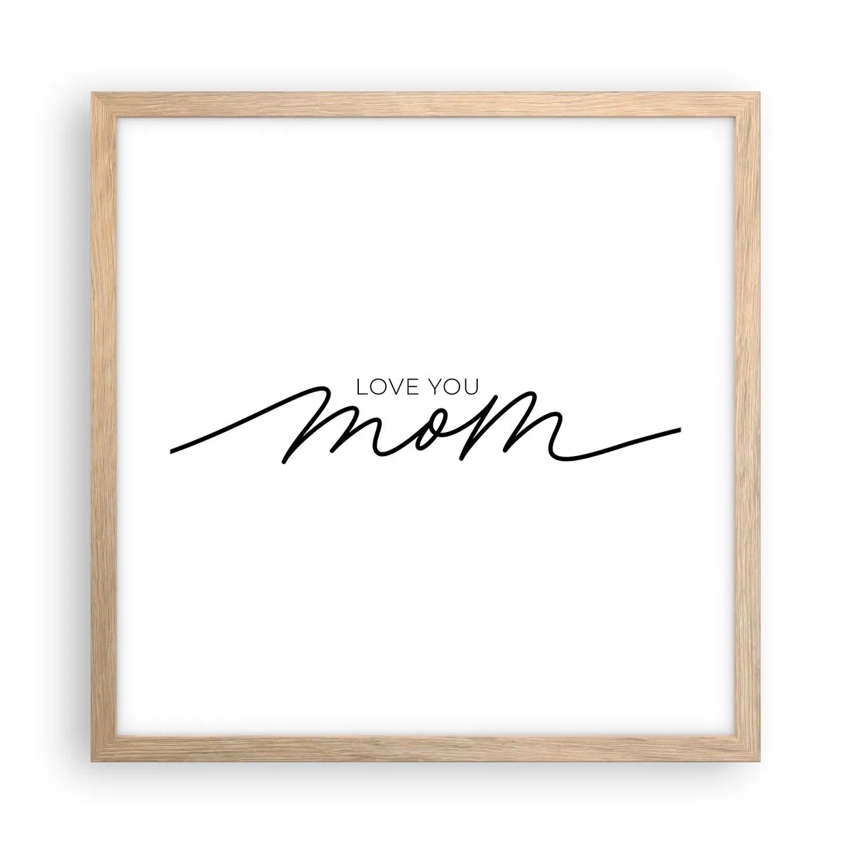Plakat i ramme af lyst egetræ - Stor følelse - 40x40 cm